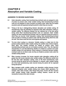 CHAPTER 8 Absorption and Variable Costing