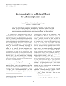 Understanding Power and Rules of Thumb for Determining Sample