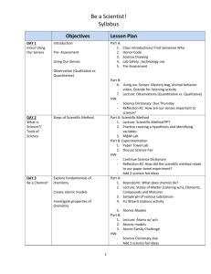 Be a Scientist!: Syllabus