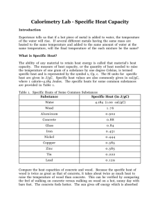 Calorimetry Lab - Specific Heat Capacity