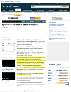 Apple sets dividend, stock buyback