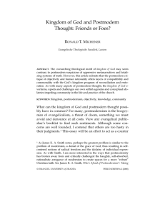 Kingdom of God and Postmodern Thought: Friends or Foes?