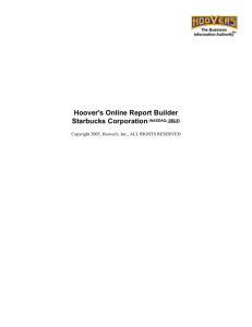 Report Builder Results - Starbucks Corporation - Hoover's
