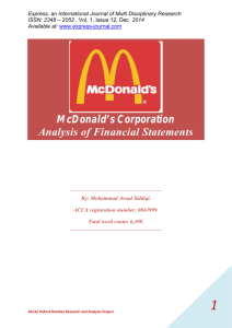 McDonald's Corporation Analysis of Financial