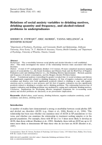 Relations of social anxiety variables to drinking motives, drinking