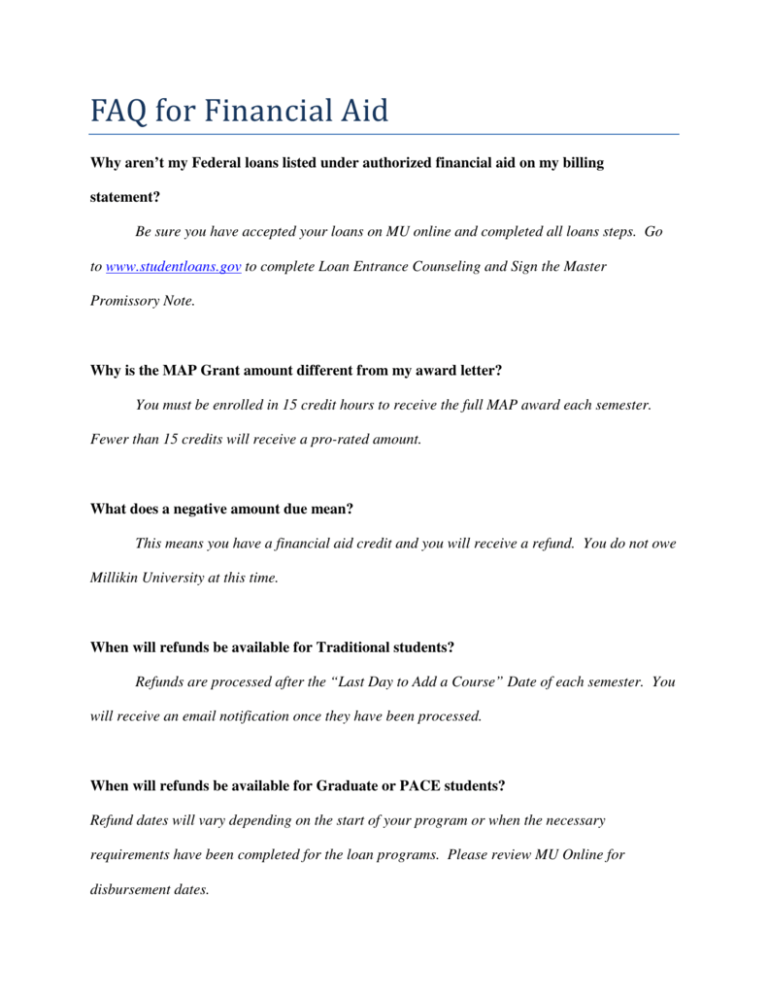 FAQ For Financial Aid