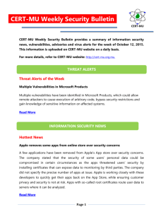 CERT-MU Security Bulletin for the week of 12, October 2015