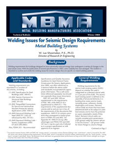 Welding Issues for Seismic Design Requirements