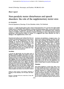 disorders: the role of the supplementary motor area