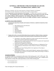 160 General Chemistry for Engineers 2