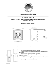 Model WS-6010U-IT Solar Powered Wireless Humidity/Temperature