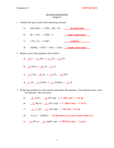 Chemistry 51 ASNWER KEY 1 REVIEW QUESTIONS Chapter 6 1
