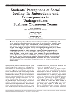 Students' Perceptions of Social Loafing: Its Antecedents and