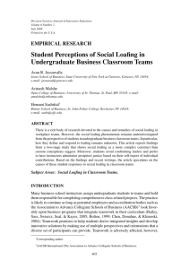 Student Perceptions of Social Loafing in Undergraduate Business