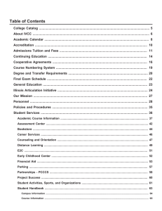 Table of Contents - College Catalog