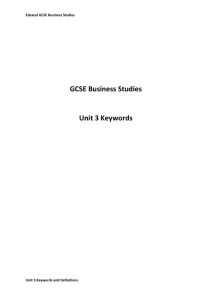 GCSE Business Studies Unit 3 Keywords