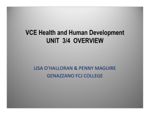 VCE Health and Human Development UNIT 3/4 OVERVIEW