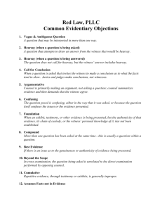 a list of common objections to evidence