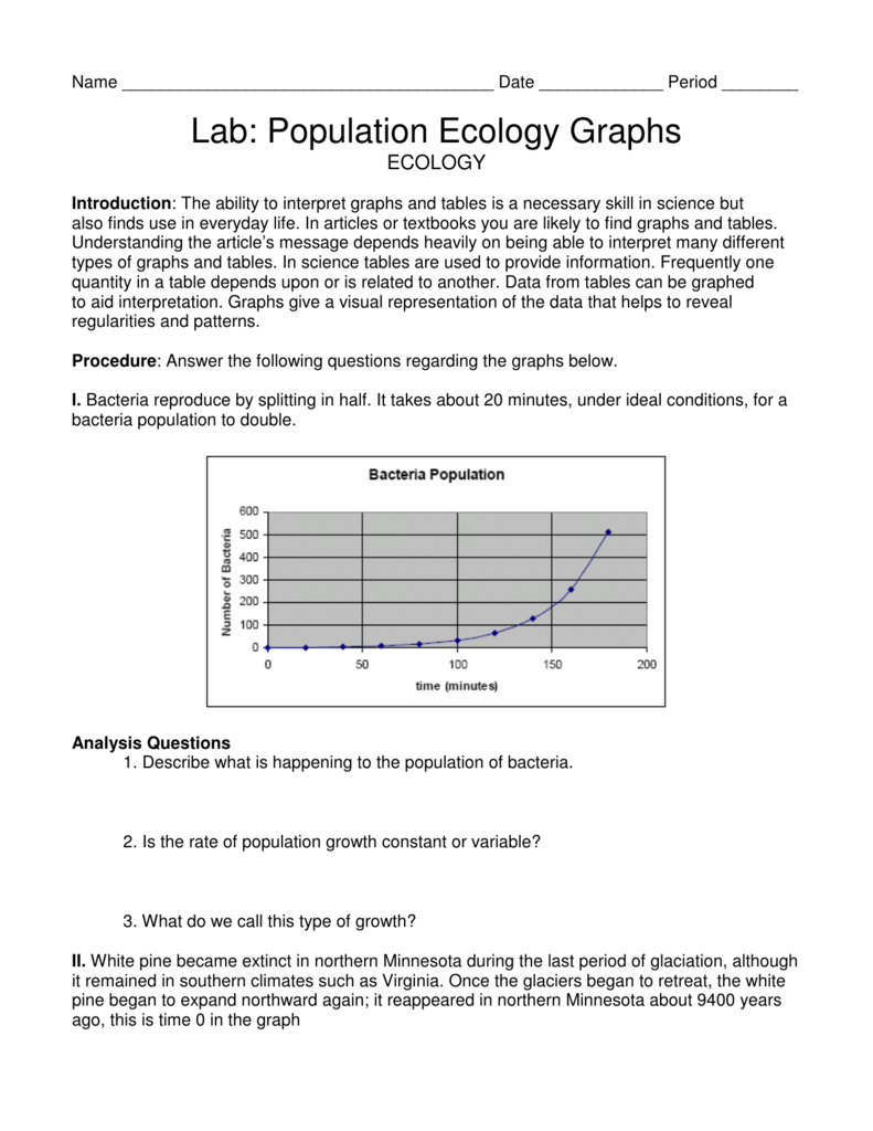 Population Ecology Graph Worksheet