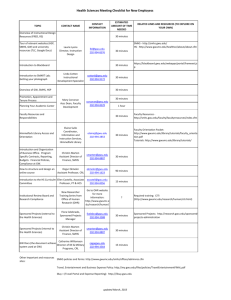 Health Sciences Meeting Checklist for New Employess