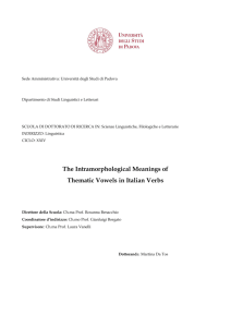 The Intramorphological Meanings of Thematic Vowels in Italian Verbs