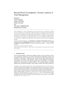 Security Analysis in Trust Management