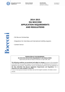 2014-2015 isu bocconi application requirements and regulations