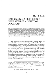 EMBRACING A PORCUPINE: REDESIGNING A WRITING PROGRAM
