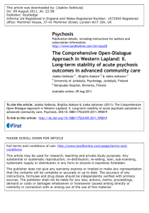 The Comprehensive Open-Dialogue Approach in Western Lapland