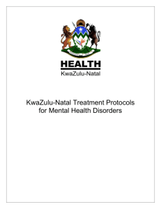 Treatment Protocols for Mental Disorders - KwaZulu
