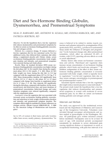 Diet and Sex-Hormone Binding Globulin, Dysmenorrhea, and