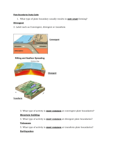 Plate Boundaries Study Guide 1. What type of plate boundary
