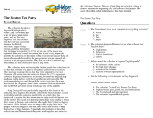 The Boston Tea Party Questions