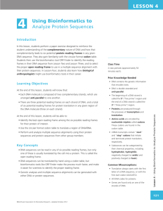LESSON 4 Using Bioinformatics to Analyze Protein Sequences