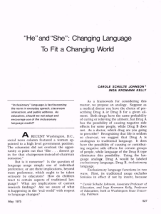 "He"and "She": Changing Language To Fit a Changing World