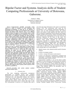 Bipolar Factor and Systems Analysis skills of Student Computing