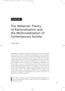 The Weberian Theory of Rationalization and the McDonaldization of