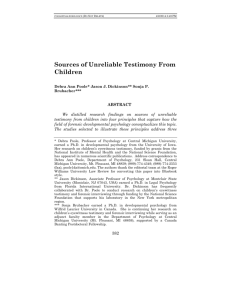 Sources of Unreliable Testimony From Children