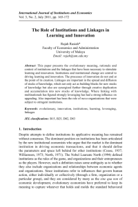 The Role of Institutions and Linkages in Learning and Innovation