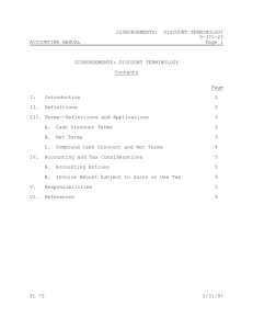 DISBURSEMENTS: DISCOUNT TERMINOLOGY D-371