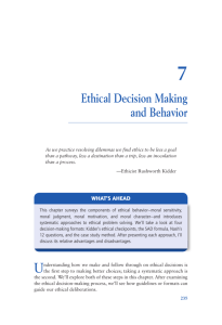 Ethical Decision Making and Behavior