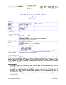 Nuts and Bold Ideas Seminar (NBIS) ECE 507