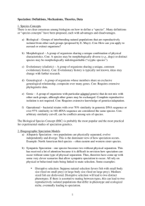 1 Speciation: Definitions, Mechanisms, Theories, Data 1. Species