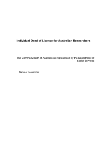 Individual Deed of Licence for Australian Researchers