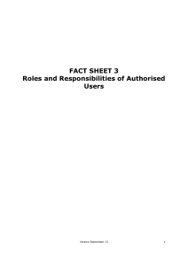 Fact Sheet 3 Roles and Responsibilities of Authorised Users