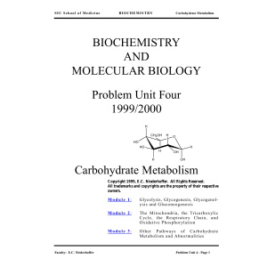 BIOCHEMISTRY AND MOLECULAR BIOLOGY Problem Unit Four
