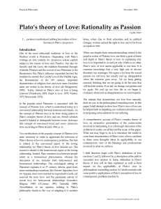 Plato's theory of Love: Rationality as Passion
