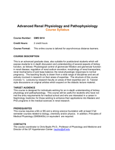 Advanced Renal Physiology and Pathophysiology