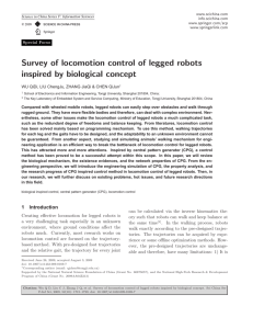 Survey of locomotion control of legged robots inspired by biological