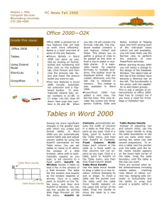 Tables in Word 2000 - Bloomsburg University